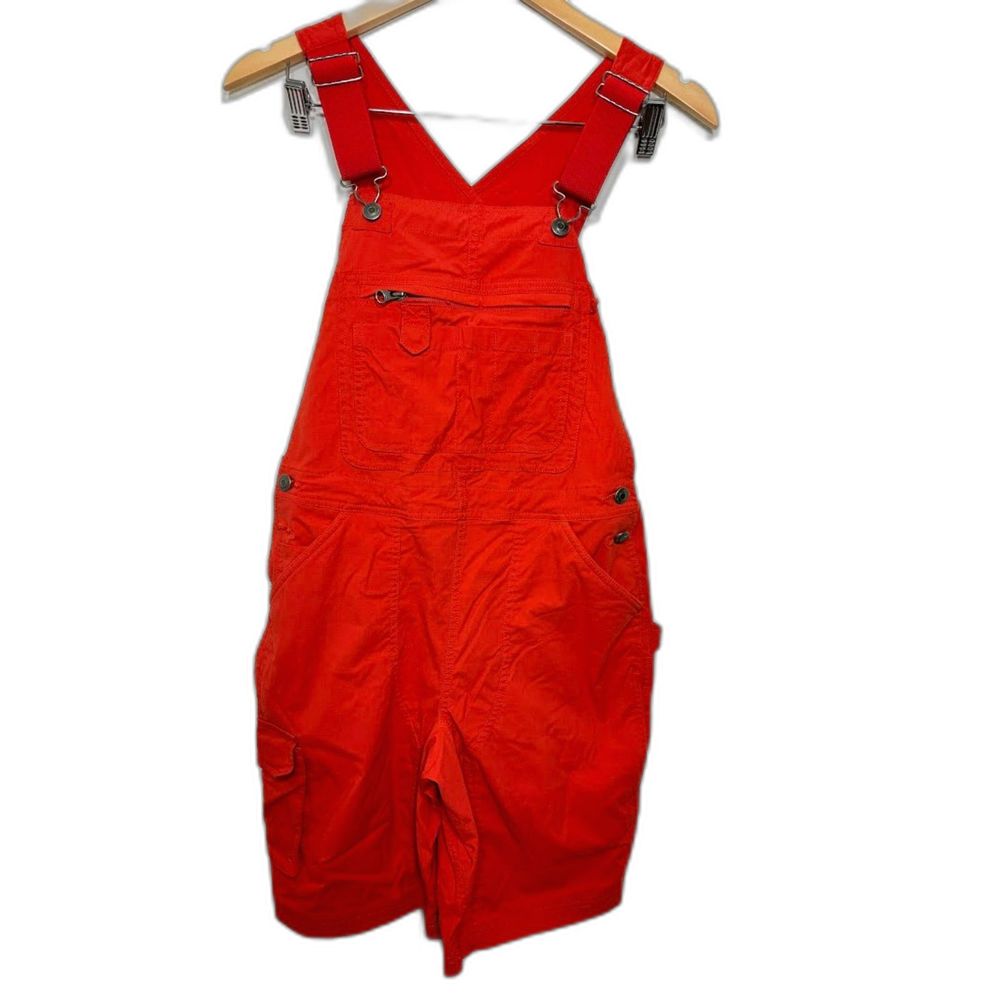 Duluth Trading Co Heirloom Gardening Shortalls Overalls XS Red dungaree EUC